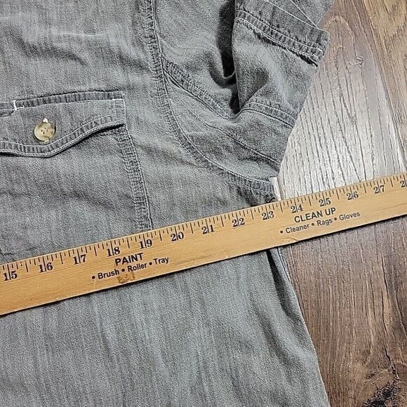 Duluth Trading Co Shirt Mens Large Gray Button Up Short Sleeve Cotton Camp - Picture 4 of 7